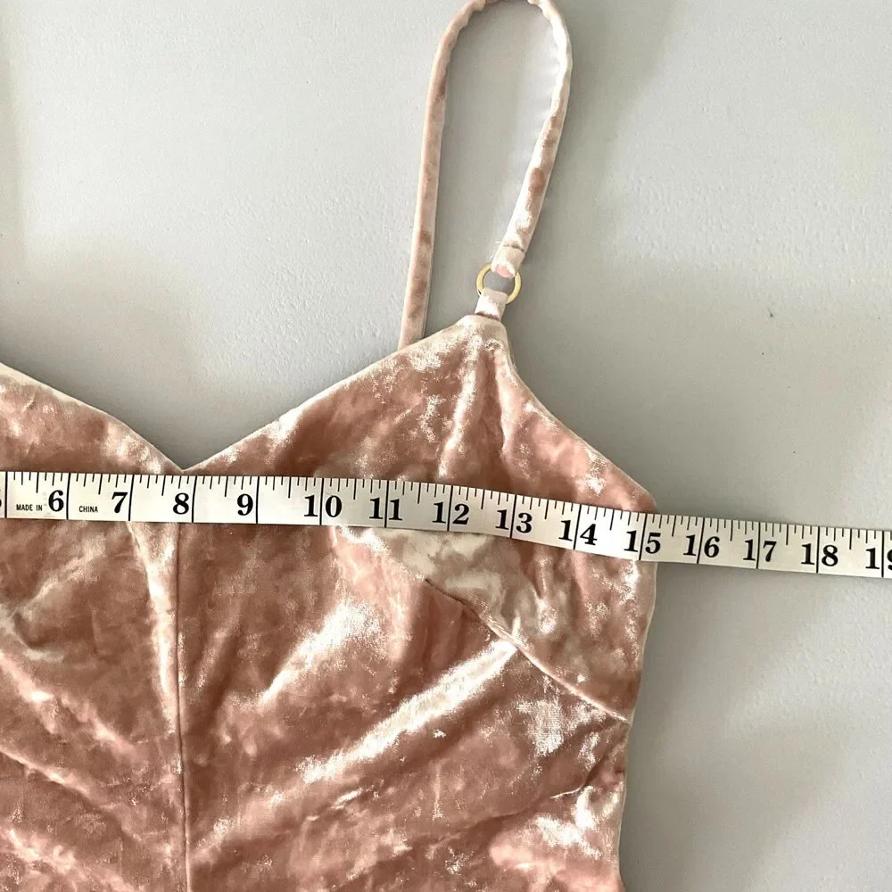 Calvin Klein Pink Crushed Velvet Mini Babydoll Dress Coquette Size 8 Medium